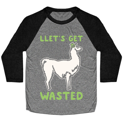 Llet's Get Wasted St. Patrick's Day Llama Parody White Print Baseball Tee