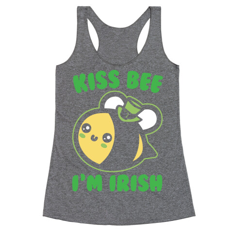 Kiss Bee I'm Irish Parody White Print Racerback Tank Top