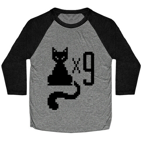 Retro Cat 9 lives Baseball Tee