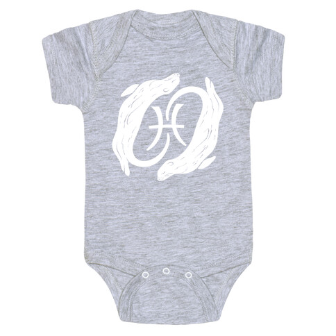Otterly Emotional Pisces White Print Baby One-Piece