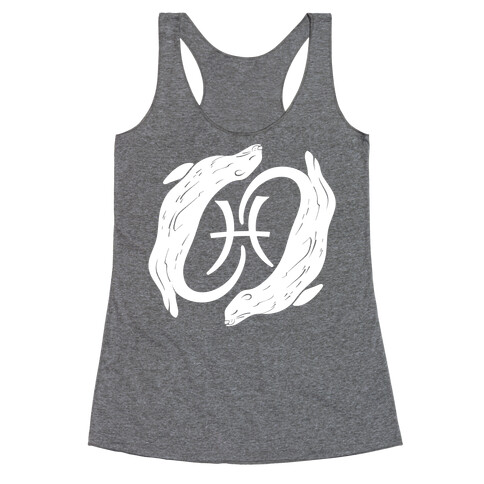 Otterly Emotional Pisces White Print Racerback Tank Top