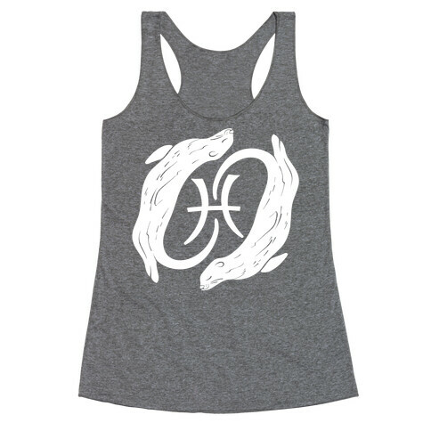 Otterly Emotional Pisces White Print Racerback Tank Top