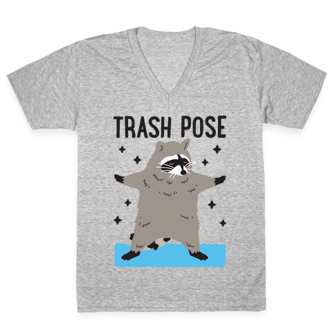Trash Pose Raccoon V-Neck Tee Shirt