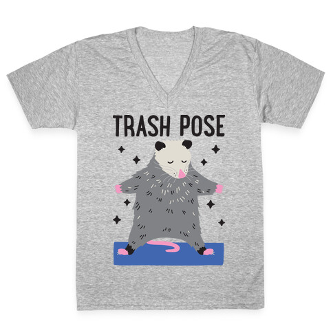 Trash Pose Opossum V-Neck Tee Shirt