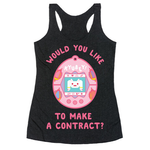 Kyubey Digital Pet Would You Like To Make a Contract? Racerback Tank Top