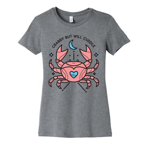 Crabby But Will Cuddle Cancer Crab Womens T-Shirt