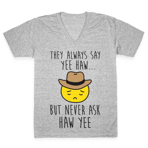 Sad Cowboy Emoji V-Neck Tee Shirt