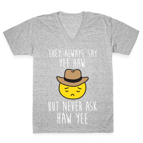 Sad Cowboy Emoji V-Neck Tee Shirt