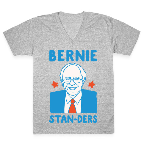 Bernie Stan-ders Bernie Sanders Stan Parody White Print V-Neck Tee Shirt