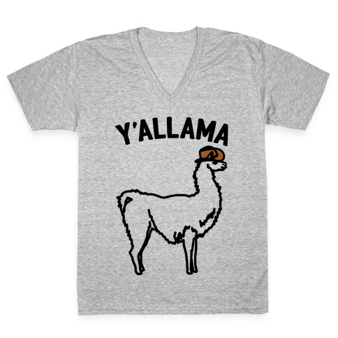 Y'allama Country llama  V-Neck Tee Shirt