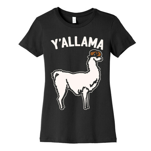 Y'allama Country llama White Print Womens T-Shirt