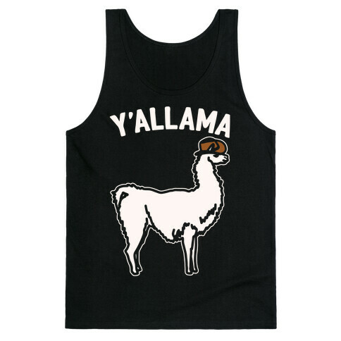 Y'allama Country llama White Print Tank Top