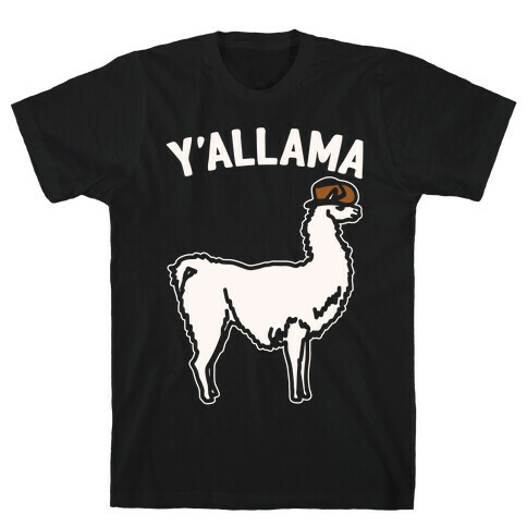 Y'allama Country llama White Print T-Shirt