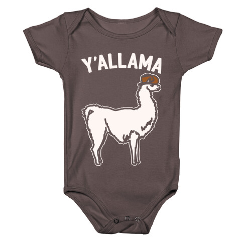 Y'allama Country llama White Print Baby One-Piece