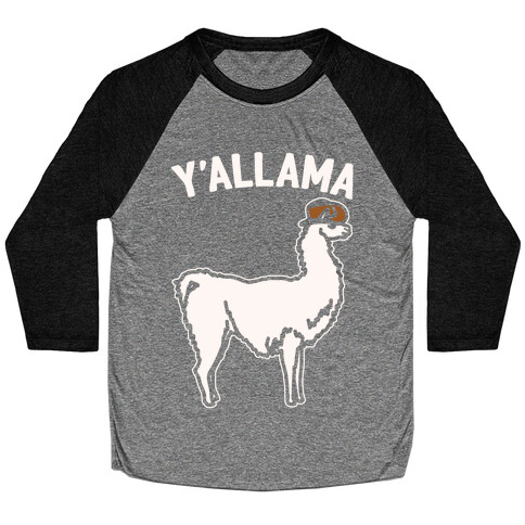 Y'allama Country llama White Print Baseball Tee