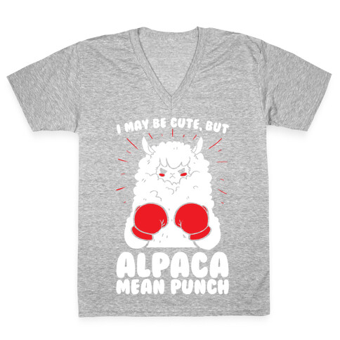 I May Be Cute But Alpaca Mean Punch! V-Neck Tee Shirt