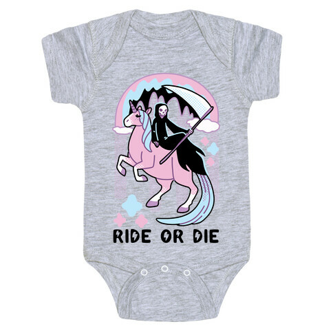 Ride or Die - Grim Reaper and Unicorn Baby One-Piece