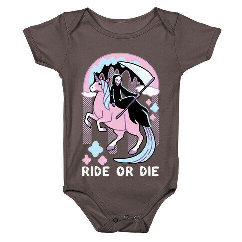 Ride or Die - Grim Reaper and Unicorn Baby One-Piece