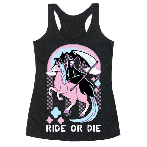 Ride or Die - Grim Reaper and Unicorn Racerback Tank Top