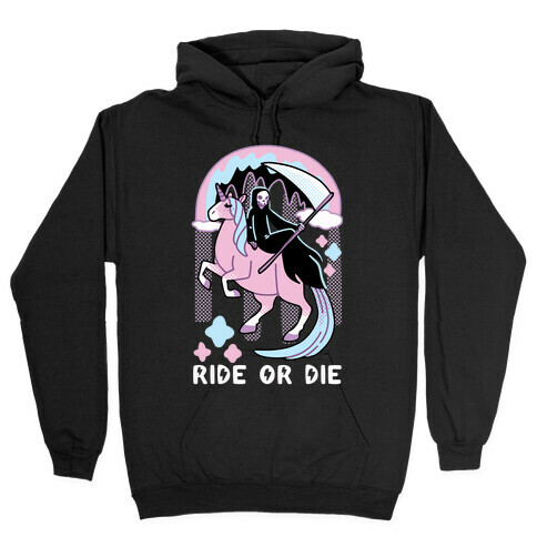 Ride or Die - Grim Reaper and Unicorn Hooded Sweatshirt