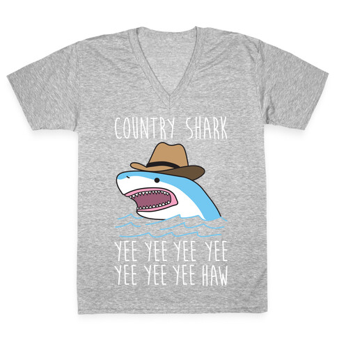 Country Shark Yee Haw V-Neck Tee Shirt
