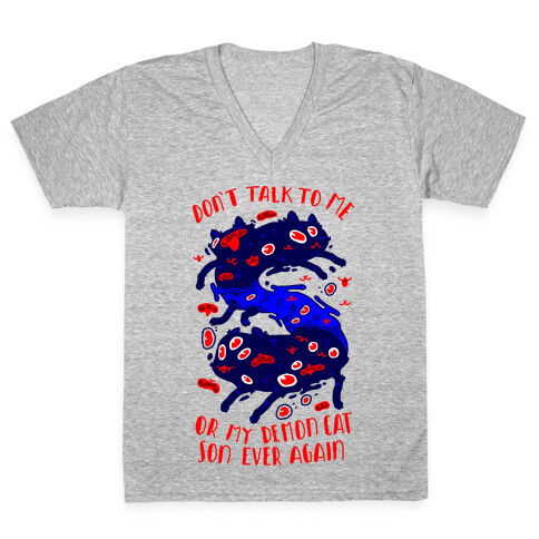 Don't Talk to My Demon Cat Son V-Neck Tee Shirt