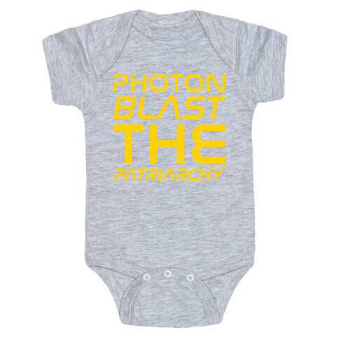 Photon Blast The Patriarchy Parody White Print Baby One-Piece