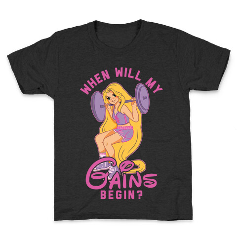 When Will My Gains Begin Rapunzel Parody Kids T-Shirt