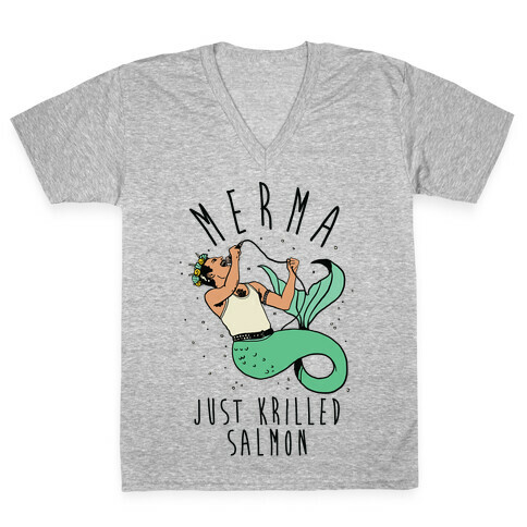 Merma Just Krilled Salmon Parody V-Neck Tee Shirt