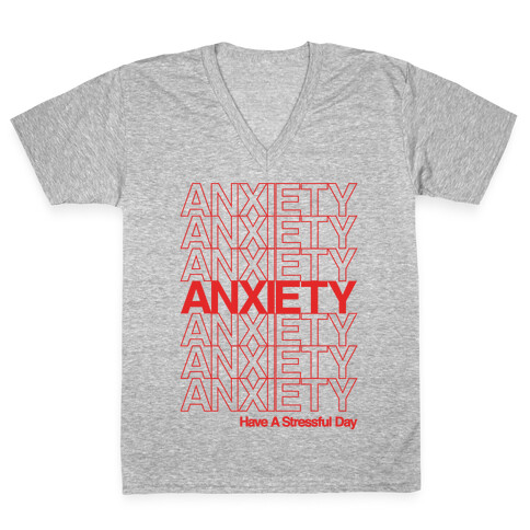 Anxiety Thank You Bag Parody V-Neck Tee Shirt