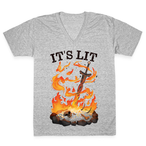 It's Lit Bonfire V-Neck Tee Shirt