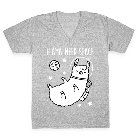 Llama Need Space Parody V-Neck Tee Shirt
