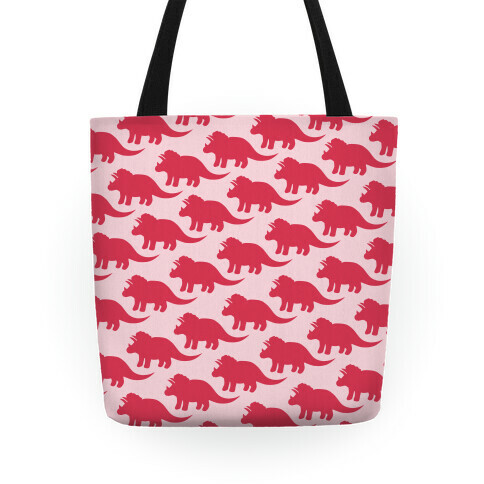 Pink Triceratops Pattern Tote