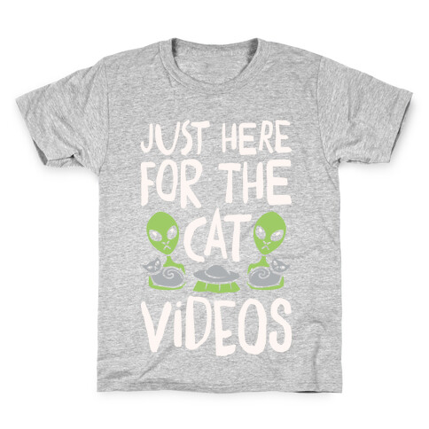 I'm Just Here For The Cat Videos White Print Kids T-Shirt