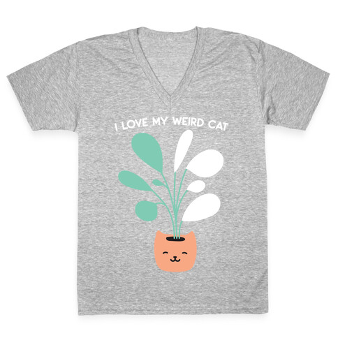 I Love My Weird Cat (Plant) V-Neck Tee Shirt