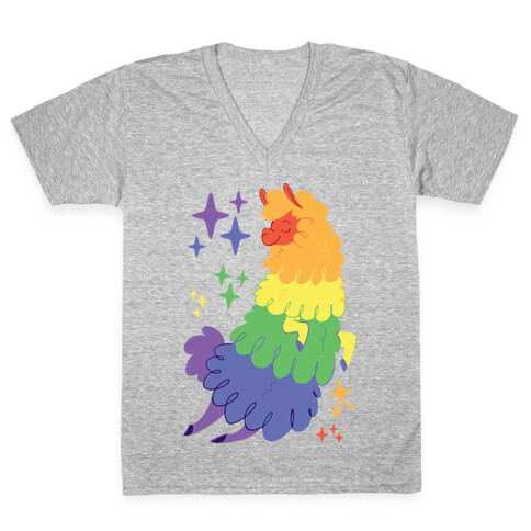 Gay Llama V-Neck Tee Shirt