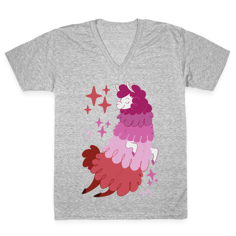 Lesbian Llama V-Neck Tee Shirt