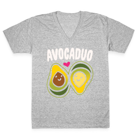 Avocaduo Pairs Shirt White Print V-Neck Tee Shirt