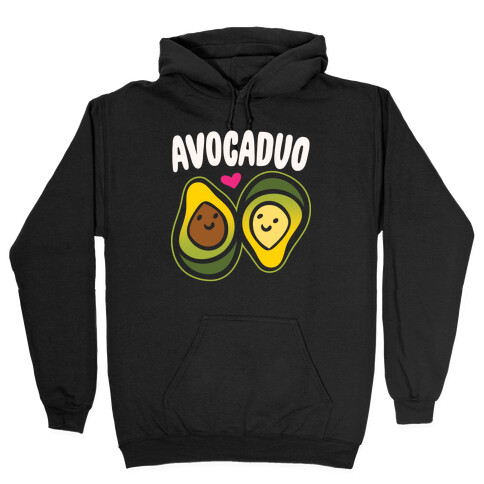 Avocaduo Pairs Shirt White Print Hooded Sweatshirt