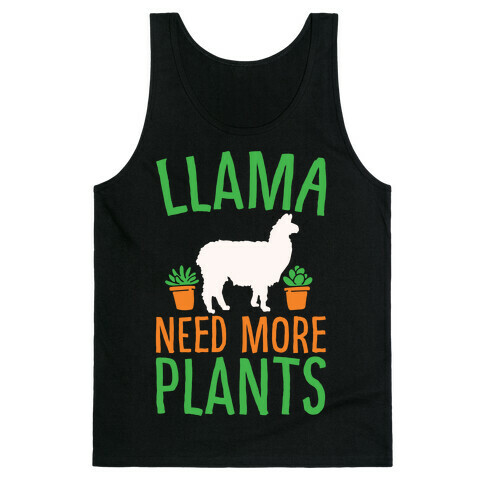 Llama Need More Plants White Print Tank Top