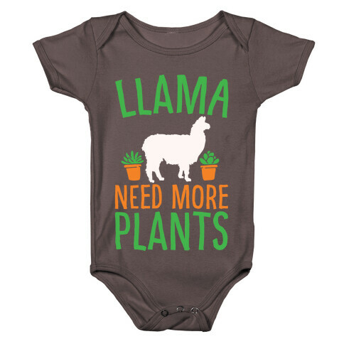 Llama Need More Plants White Print Baby One-Piece