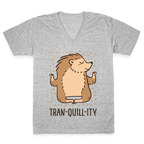 Tran-QUILL-ity - Hedgehog V-Neck Tee Shirt
