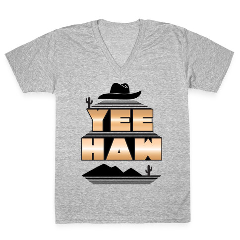 Retro 80s Yee Haw V-Neck Tee Shirt