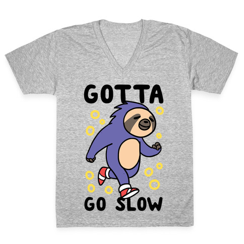 Gotta Go Slow - Sloth V-Neck Tee Shirt