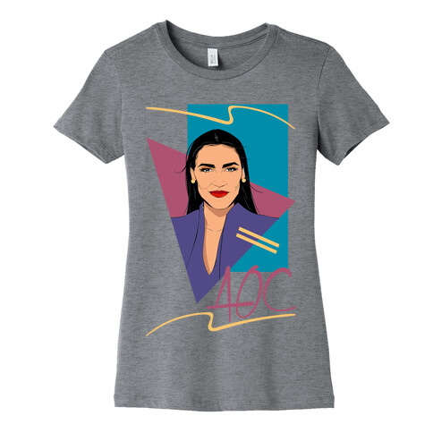 80s Style AOC Alexandria Ocasi-Cortez Parody CMYK Print Womens T-Shirt