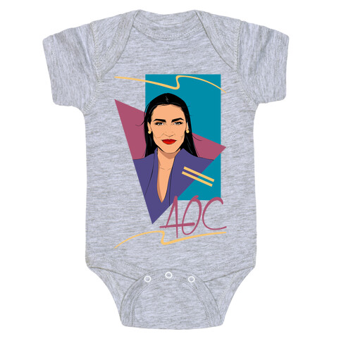 80s Style AOC Alexandria Ocasi-Cortez Parody CMYK Print Baby One-Piece