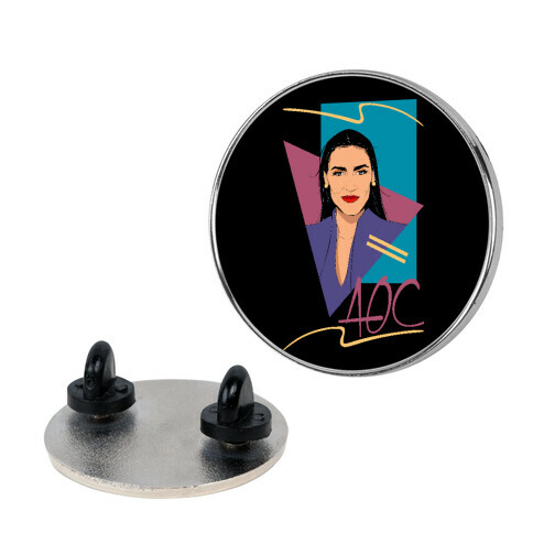 80s Style AOC Alexandria Ocasi-Cortez Parody Pin