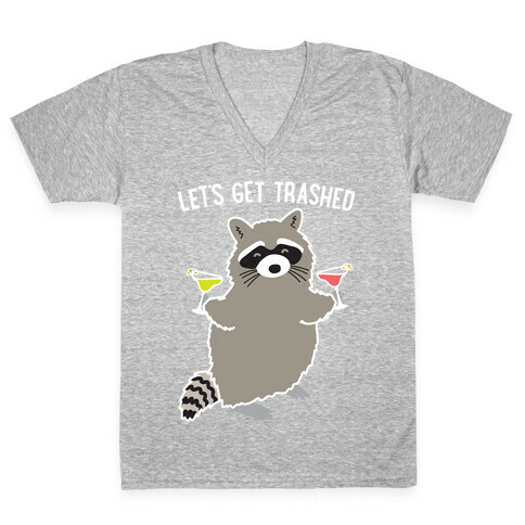 Let's Get Trashed Margarita Raccoon V-Neck Tee Shirt