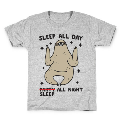 Sleep All Day Sleep All Night Sloth Kids T-Shirt