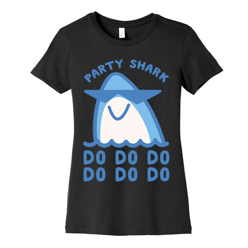 Party Shark Parody White Print Womens T-Shirt